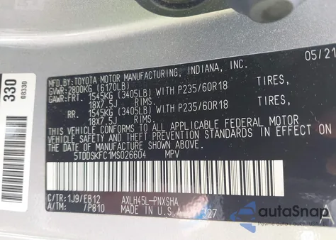 2021 Toyota Sienna Xse from USA, damaged, VIN 5TDDSKFC1MS026604